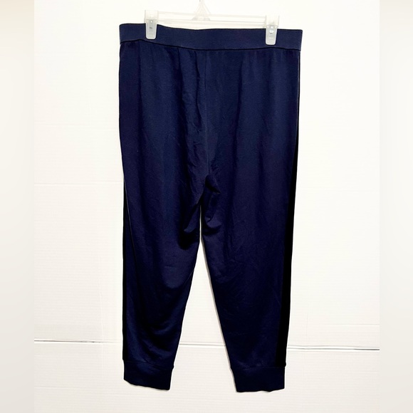 Eileen Fisher pull on  Jogger pants with  side velour stripe size PL Navy - Picture 1 of 15